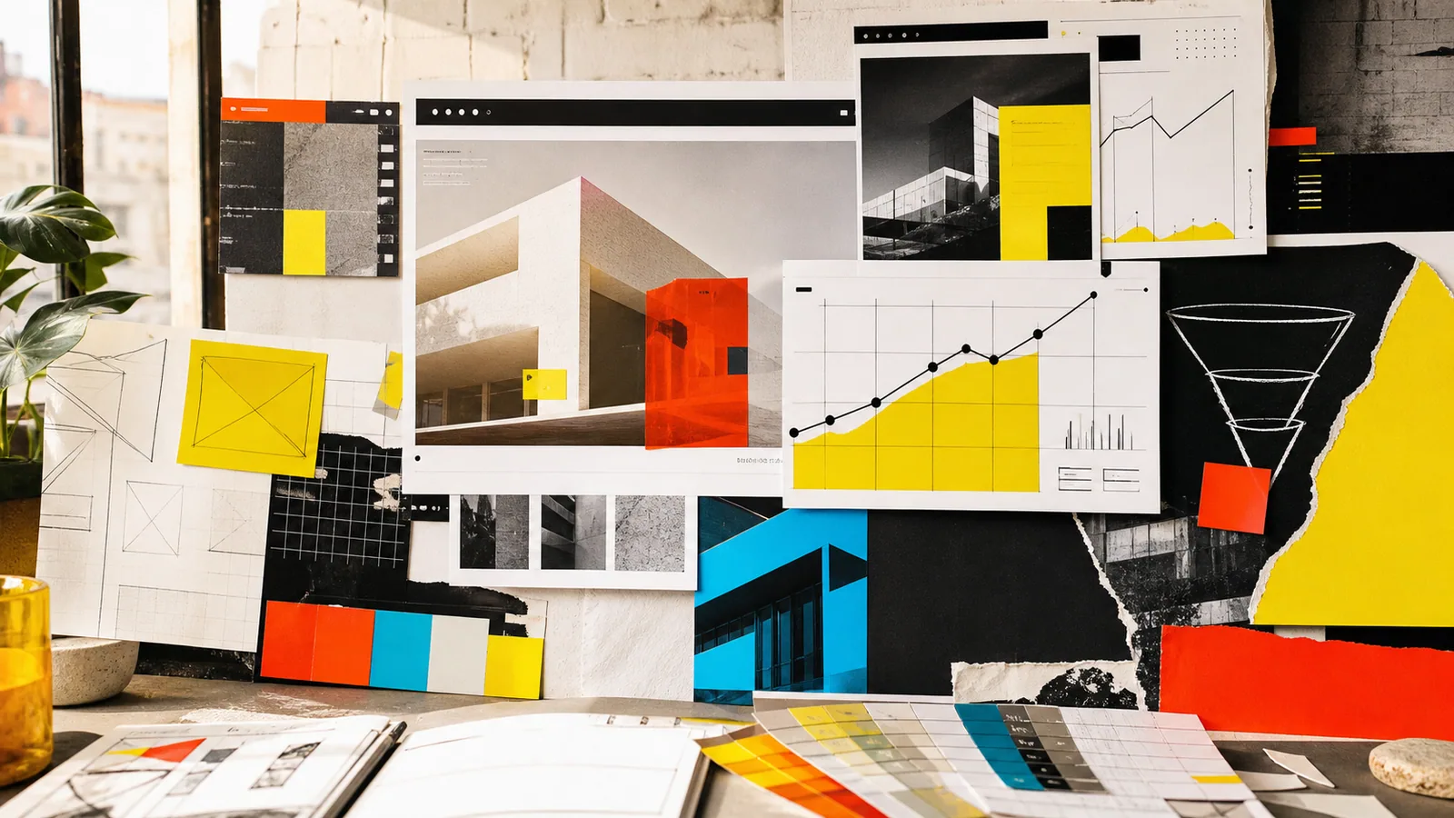 Collage anti-design de estrategia web, SEO y conversión para Aura Diseño Web